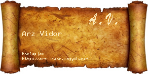 Arz Vidor névjegykártya
